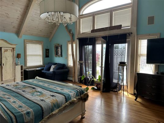 Bedroom, Chandelier, Interior, Wood Texture Flooring