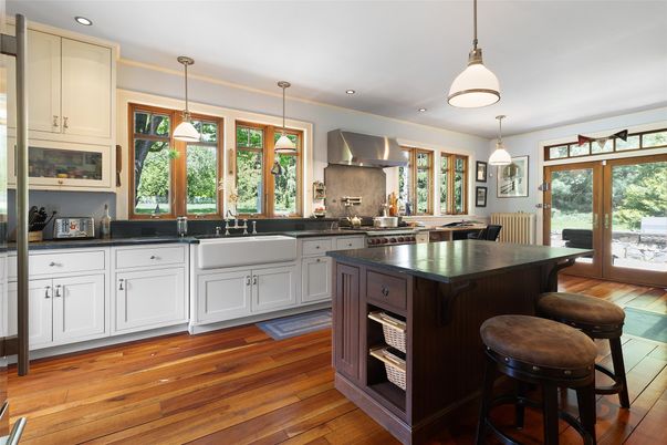 Interior, Kitchen, Pendant Lights, Recessed Lighting, Wood Texture Flooring