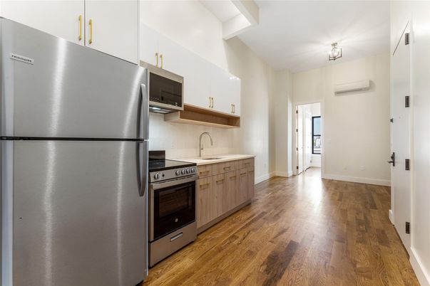 Interior, Kitchen, Stainless Steel Appliances, Wood Texture Flooring