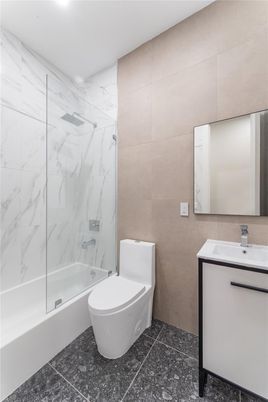 Bathroom, Glass Shower, Interior, Marble Walls
