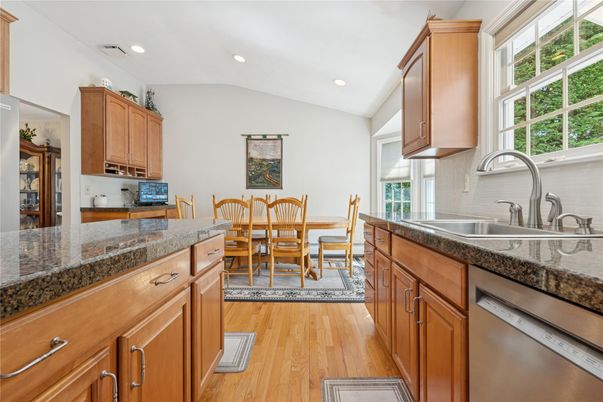 Dining room, Interior, Kitchen, Recessed Lighting, Wood Texture Flooring