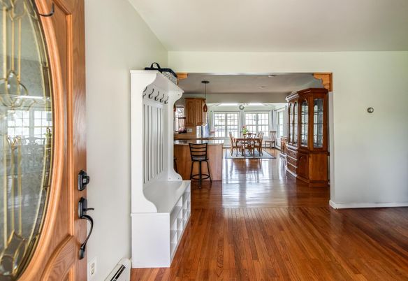 Dining room, Interior, Kitchen, Pendant Lights, Wood Texture Flooring