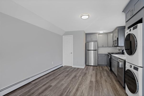 Interior, Kitchen, Washer, Wood Texture Flooring