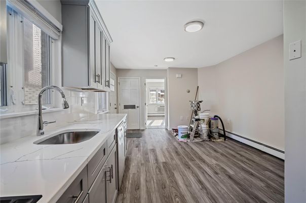 Interior, Kitchen, Recessed Lighting, Wood Texture Flooring
