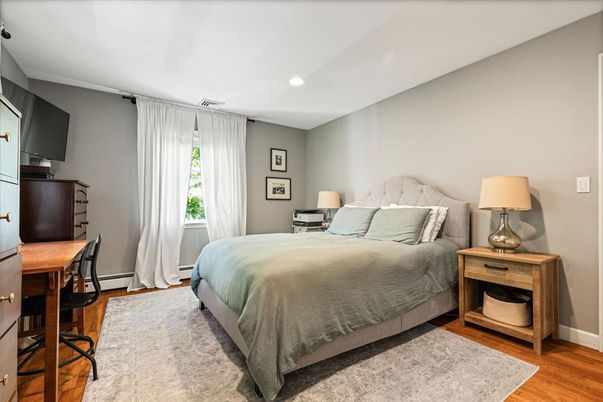 Bedroom, Home Office, Interior, Recessed Lighting, Wood Texture Flooring