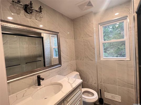 Bathroom, Glass Shower, Interior, Marble Walls, Recessed Lighting