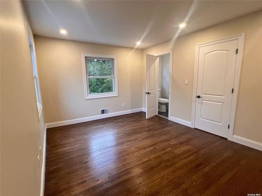 Bathroom, Empty room, Interior, Recessed Lighting, Wood Texture Flooring