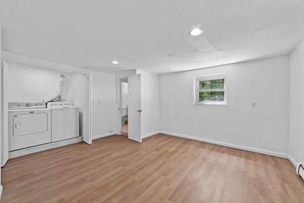 Interior, Recessed Lighting, Utility Closets, Washer, Wood Texture Flooring