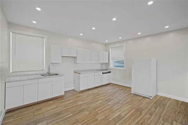 Interior, Kitchen, Recessed Lighting, Wood Texture Flooring