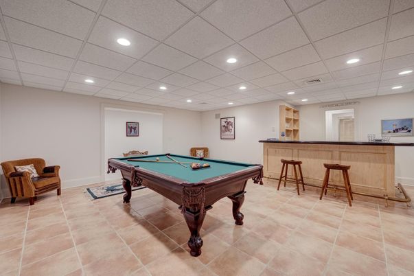 Billiard Table, Game Room, Interior, Recessed Lighting