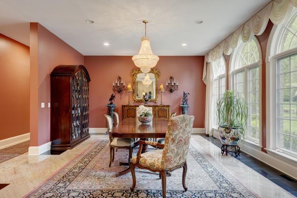 Chandelier, Dining room, Interior, Recessed Lighting
