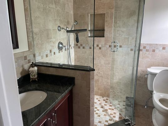 Bathroom, Glass Shower, Interior, Stone Walls