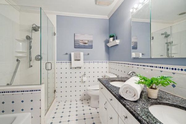 Bathroom, Dual Sink Vanities, Glass Shower, Interior
