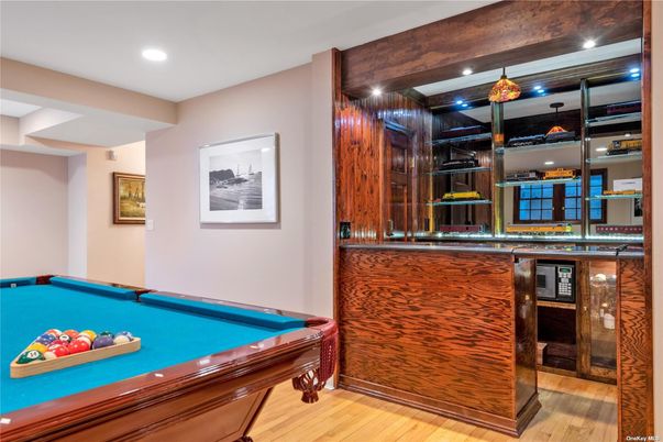 Billiard Table, Game Room, Interior, Recessed Lighting, Wood Texture Flooring