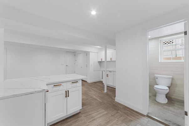 Bathroom, Interior, Recessed Lighting, Wood Texture Flooring