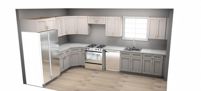 Interior, Kitchen, Stainless Steel Appliances, Wood Texture Flooring