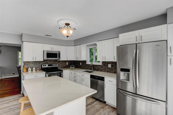 Interior, Kitchen, Stainless Steel Appliances, Wood Texture Flooring