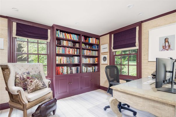 Home Office, Interior, Recessed Lighting, Wood Texture Flooring
