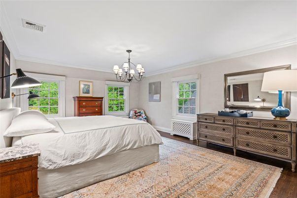 Bedroom, Chandelier, Interior, Wood Texture Flooring