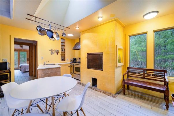 Dining room, Interior, Kitchen, Recessed Lighting, Wood Texture Flooring