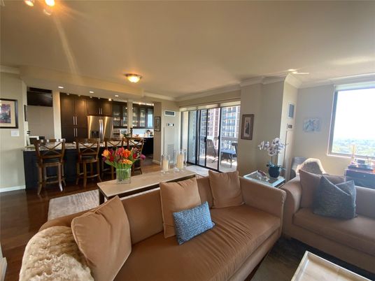 Dining room, Interior, Kitchen, Living room, Recessed Lighting, Stainless Steel Appliances, Wood Texture Flooring
