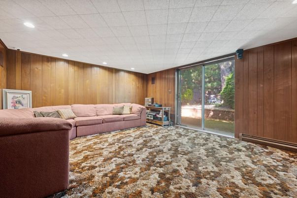 Interior, Living room, Recessed Lighting, Wooden Walls