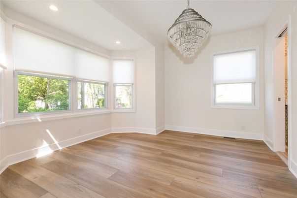 Chandelier, Empty room, Interior, Recessed Lighting, Wood Texture Flooring
