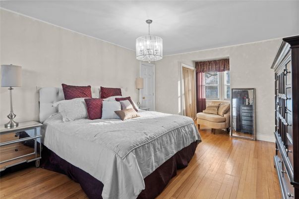 Bedroom, Chandelier, Interior, Wood Texture Flooring