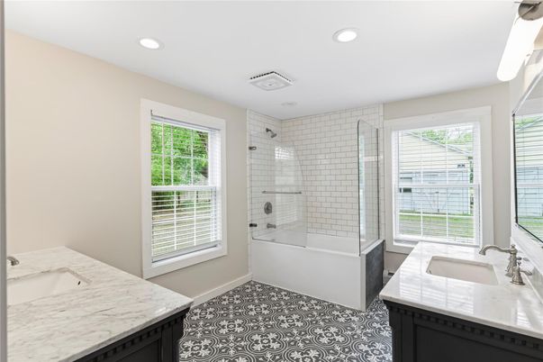 Bathroom, Glass Shower, Interior, Recessed Lighting