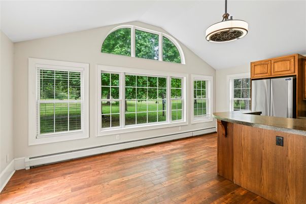 Interior, Kitchen, Pendant Lights, Wood Texture Flooring