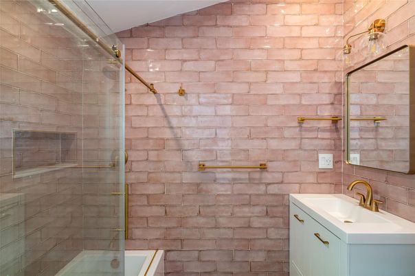 Bathroom, Glass Shower, Interior, Stone Walls