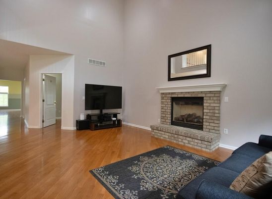 Fireplace, Interior, Living room, Wood Texture Flooring