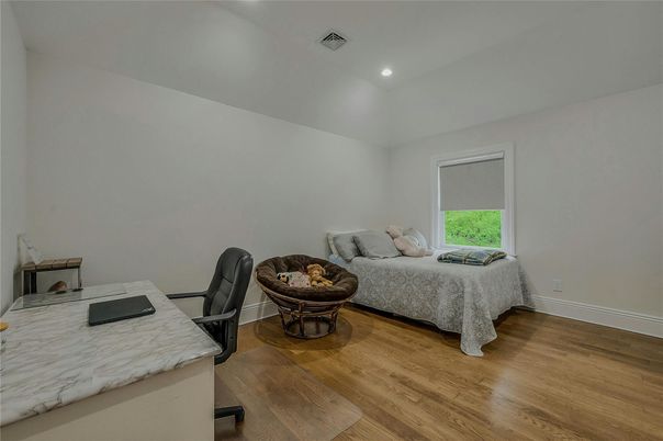 Bedroom, Home Office, Interior, Recessed Lighting, Wood Texture Flooring