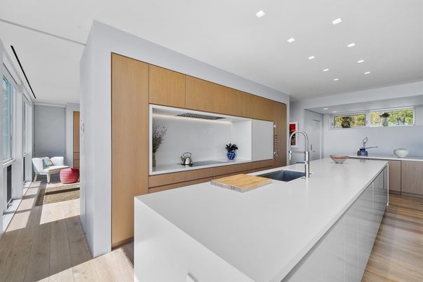 Interior, Kitchen, Recessed Lighting, Wood Texture Flooring
