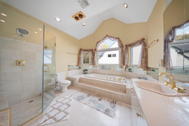 Bathroom, Dual Sink Vanities, Glass Shower, Interior, Recessed Lighting