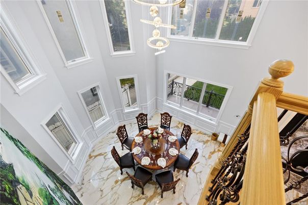 Dining room, Interior, Marble, Pendant Lights