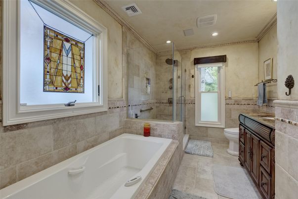 Bathroom, Glass Shower, Interior, Recessed Lighting