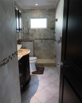 Bathroom, Glass Shower, Interior, Recessed Lighting