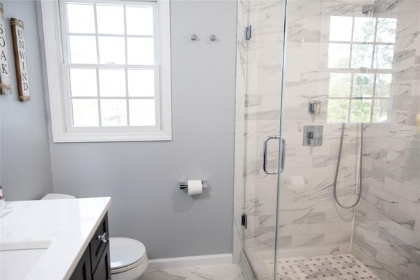 Bathroom, Glass Shower, Interior, Marble, Marble Walls