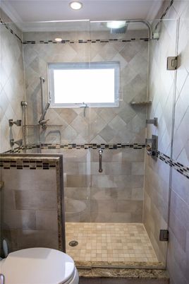 Bathroom, Glass Shower, Interior, Recessed Lighting