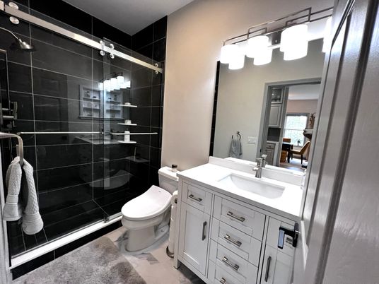 Bathroom, Dual Sink Vanities, Glass Shower, Interior
