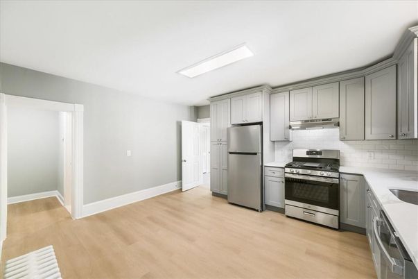 Interior, Kitchen, Stainless Steel Appliances, Wood Texture Flooring