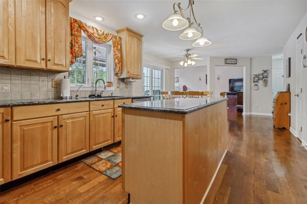 Interior, Kitchen, Pendant Lights, Recessed Lighting, Wood Texture Flooring