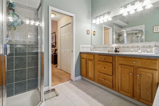 Bathroom, Dual Sink Vanities, Glass Shower, Interior