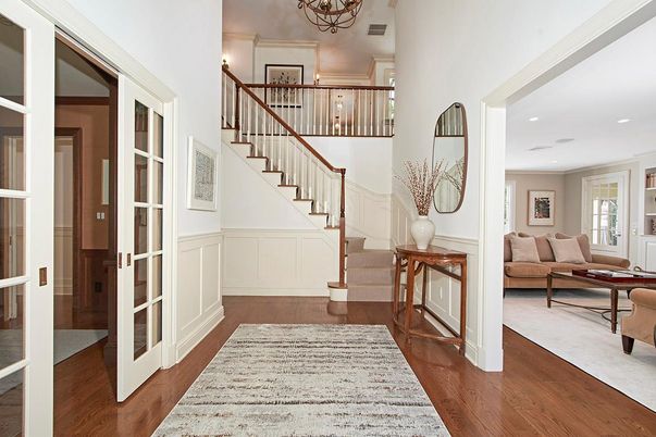 Chandelier, Interior, Living room, Recessed Lighting, Wood Texture Flooring
