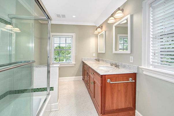 Bathroom, Glass Shower, Interior, Recessed Lighting