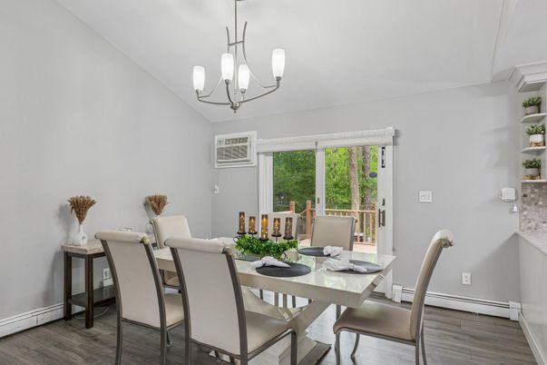 Chandelier, Dining room, Interior, Wood Texture Flooring