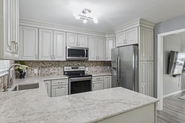 Interior, Kitchen, Stainless Steel Appliances, Wood Texture Flooring