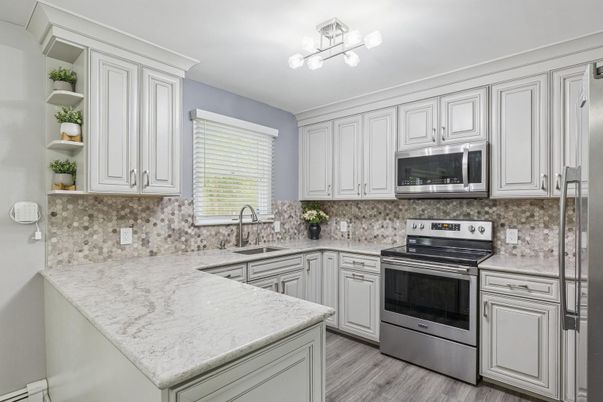 Interior, Kitchen, Stainless Steel Appliances, Wood Texture Flooring