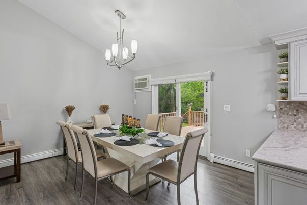 Chandelier, Dining room, Interior, Wood Texture Flooring